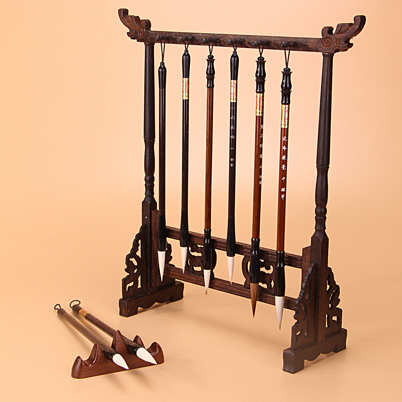 挂架毛笔架子笔架摆件实木书房现代简约精雕文房四宝