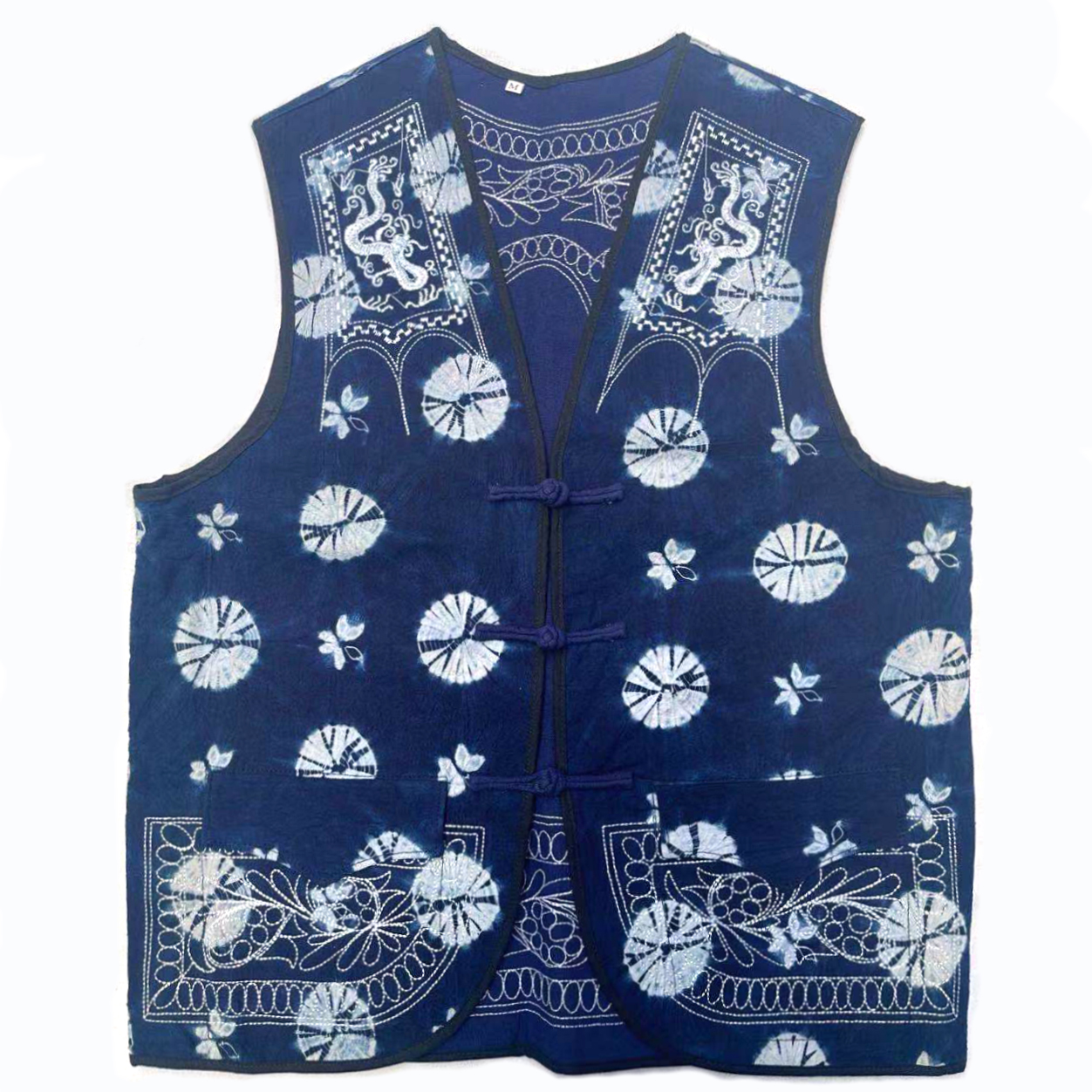 大理新款云南手工扎染马夹马褂双层民族服饰特色白族扎染