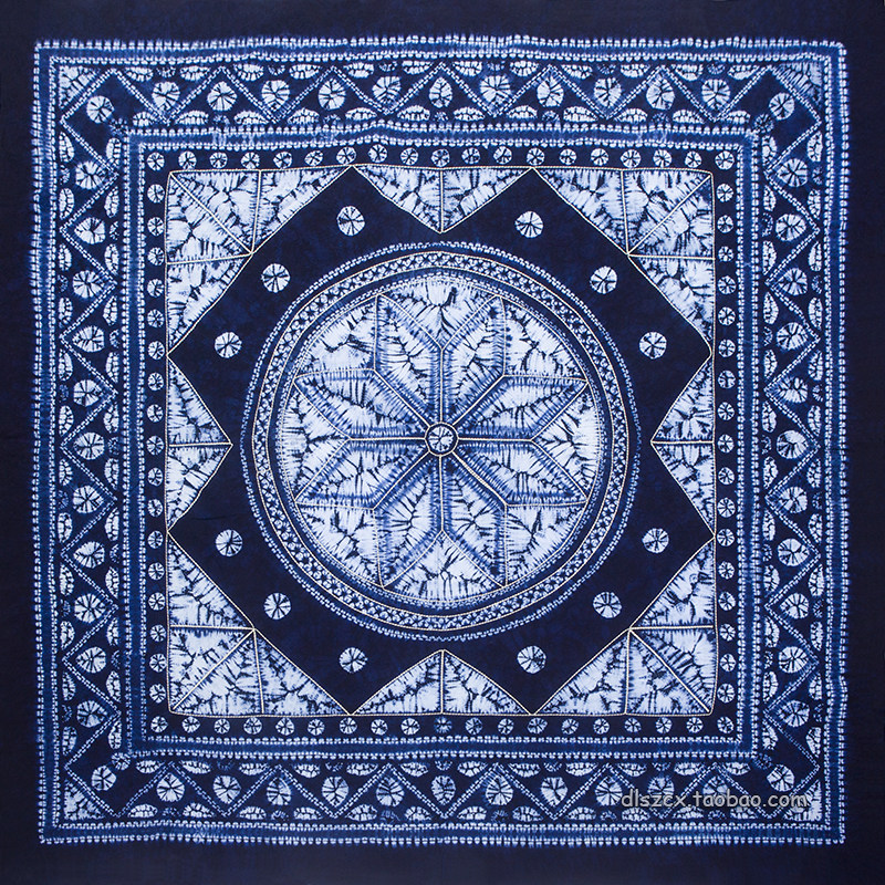 云南装饰布桌布方桌布挂饰扎染民族非遗染料植物白族扎染