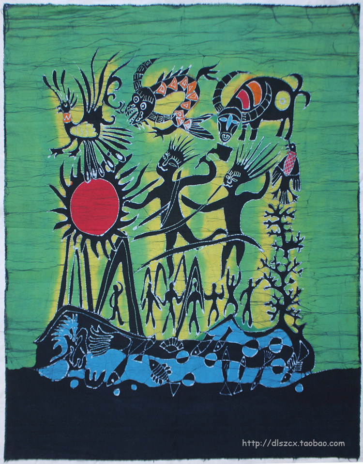 云南民族特色大理丽江客栈风格装饰画壁画挂饰苗族蜡染