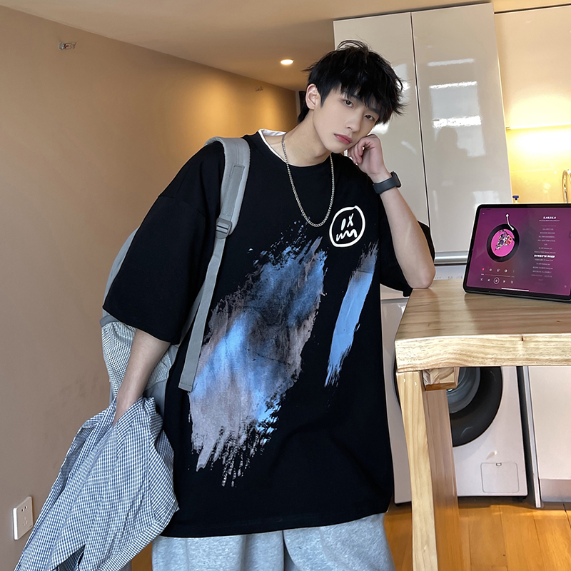 潮流小恶魔短袖T恤男潮牌夏季oversize宽松大码美式重磅纯棉半袖t