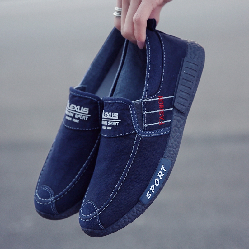 冬季男鞋豆豆鞋帆布休闲鞋一脚蹬懒人鞋子男士老北京布鞋透气板鞋