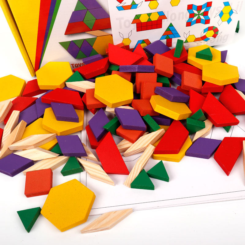 木制七巧板125片拼块积木几何图形儿童认知拼图