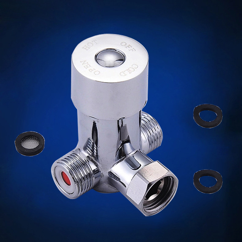 全铜壳体二进一出分水器 冷热混水阀三通角阀热水器小厨宝水龙头