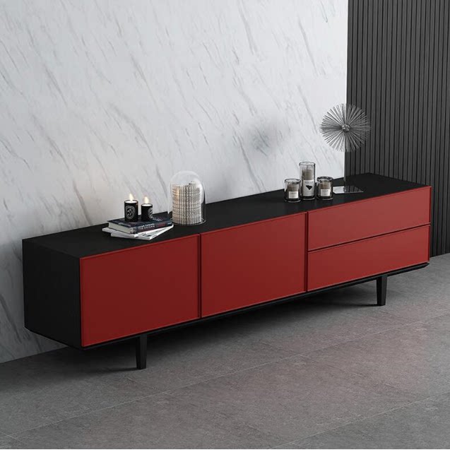 新款电视柜储物柜客厅家具北欧红色烤漆柜子客厅组合柜电视柜