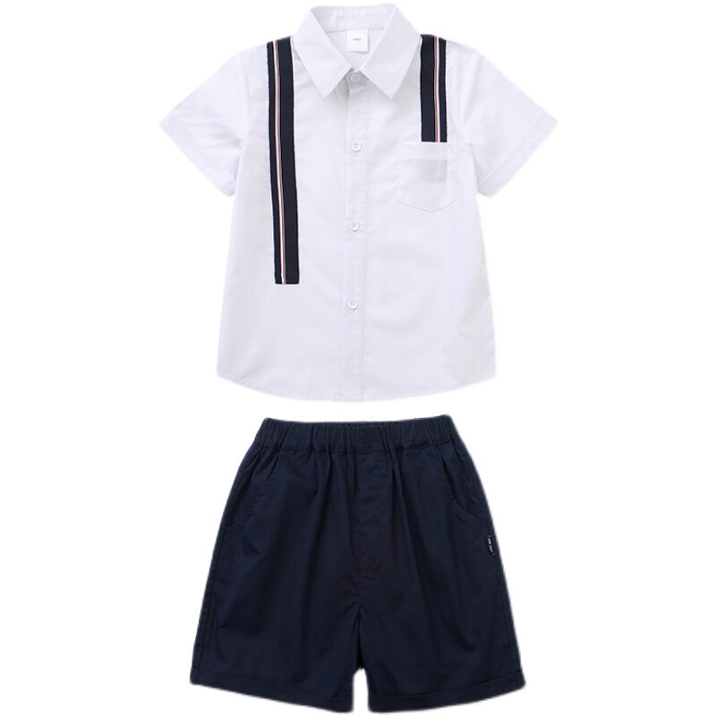 海军军风校服小学生短袖夏季纯棉儿童毕业班水手校服