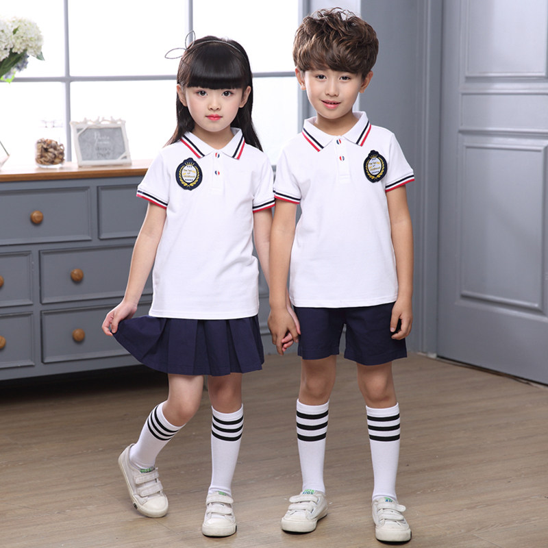 英伦风幼儿园园服小学生校服夏季新款纯棉短袖套装定制儿童学院风