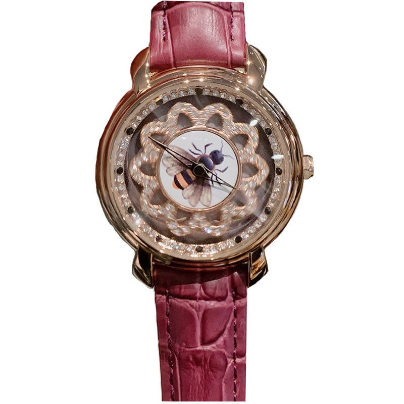 dr新款时来运转会转的小蜜蜂表盘潮流个性时尚腕表皮带女士手表