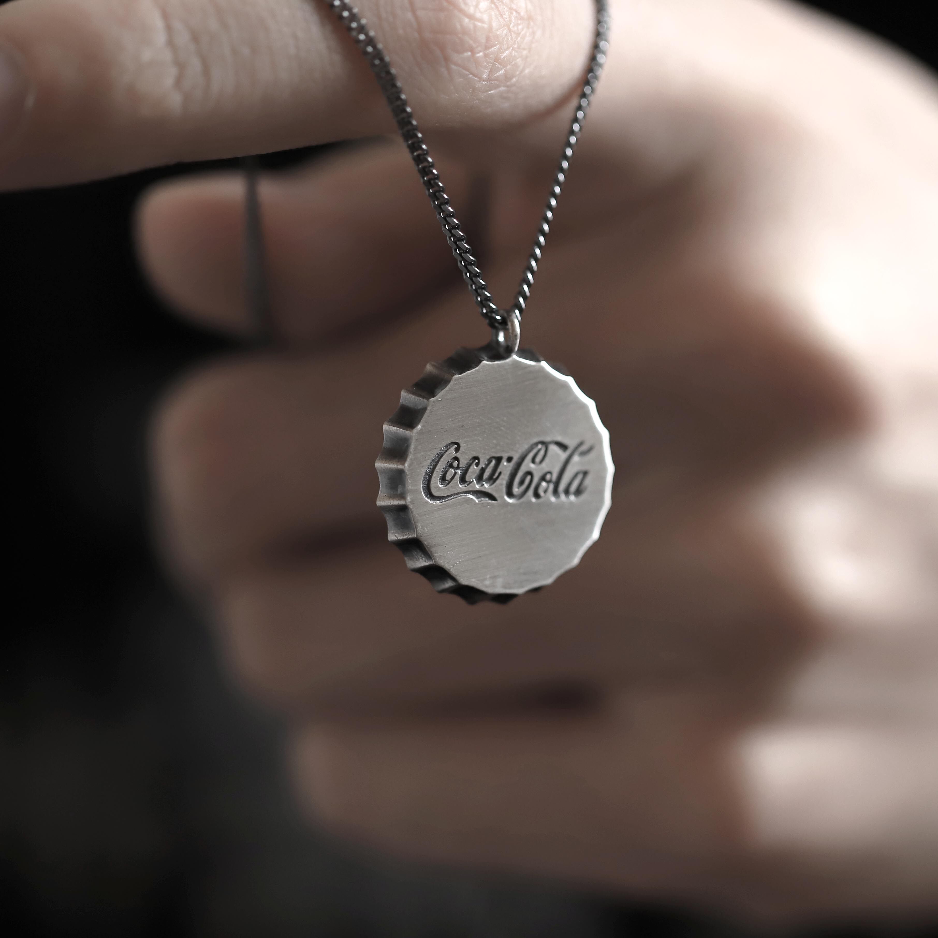可乐瓶盖项链纯银吊坠网红男女简约时尚ins项坠
