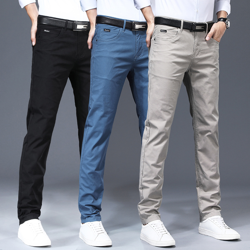 宽松直筒休闲裤男夏季男裤商务休闲长裤修身纯棉潮牌男士百搭裤子