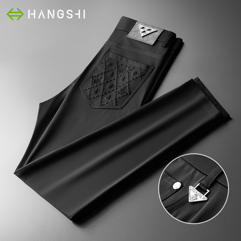 夏季重磅新款冰丝休闲裤男直筒薄款商务弹力速干高端运动长裤子男