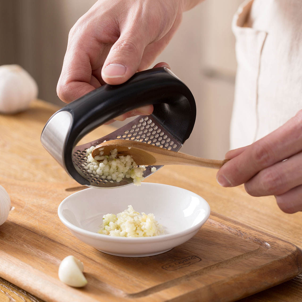 居家家手动捣蒜器不锈钢压蒜器厨房小型蒜泥器家用大蒜姜汁蒜蓉器