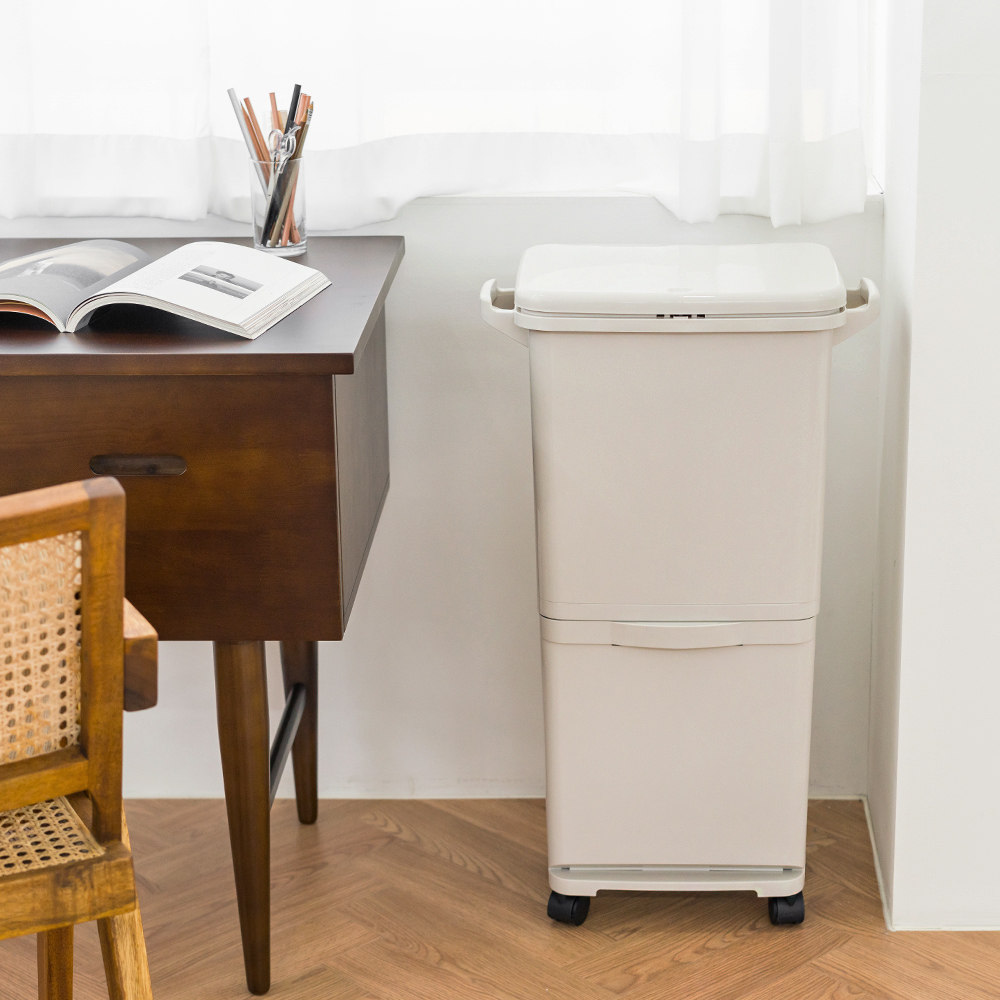 韩国垃圾分类垃圾桶带盖家用厨房韩式双层创意垃圾桶