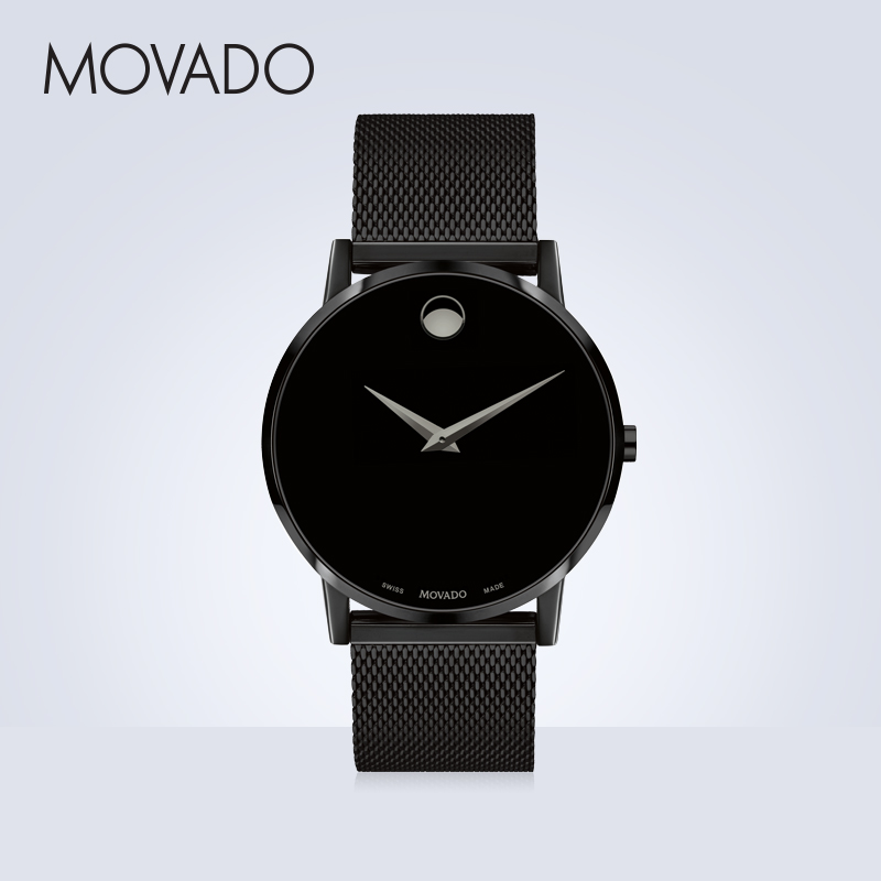 Movado/摩凡陀博物馆系列黑色米兰编织链石英手表男时尚简约腕表