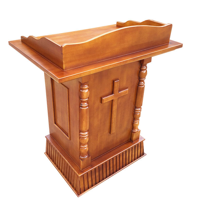 新款jt010实木木质教会教堂专用带十字架讲台演讲桌唱诗桌可定制