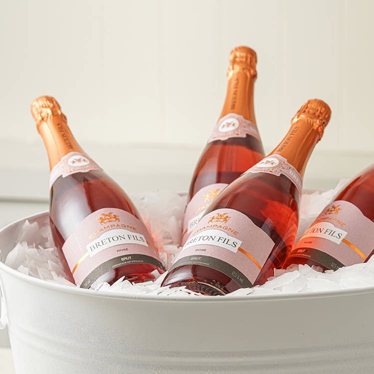 法国原瓶进口小农香槟champagne干型桃红rose起泡葡萄酒