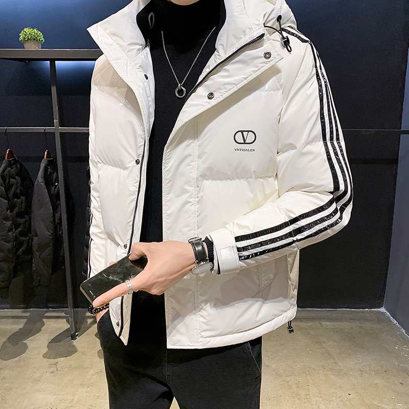 羽绒服男潮牌2021年新款亮面冬季外套男士短款轻薄羽绒衣潮流加厚