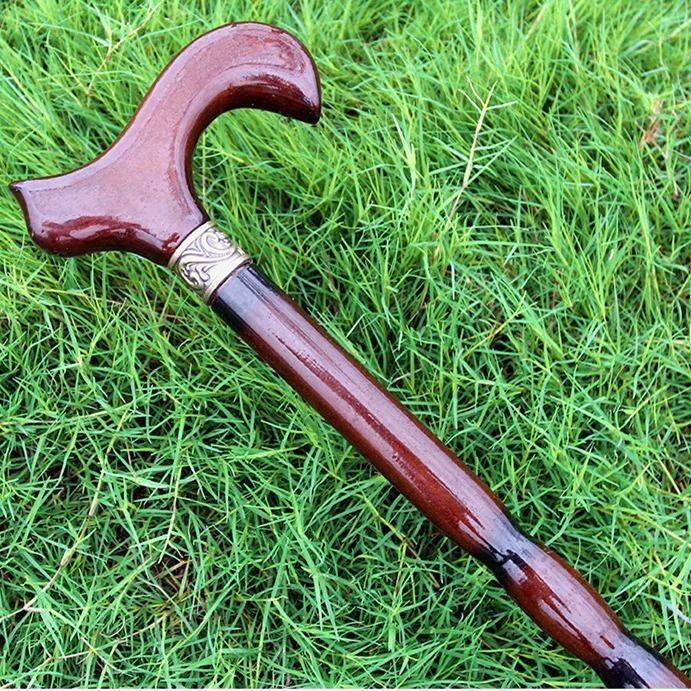 加粗实木拐杖老人木质拄手手杖木头拐棍老年人登山杖