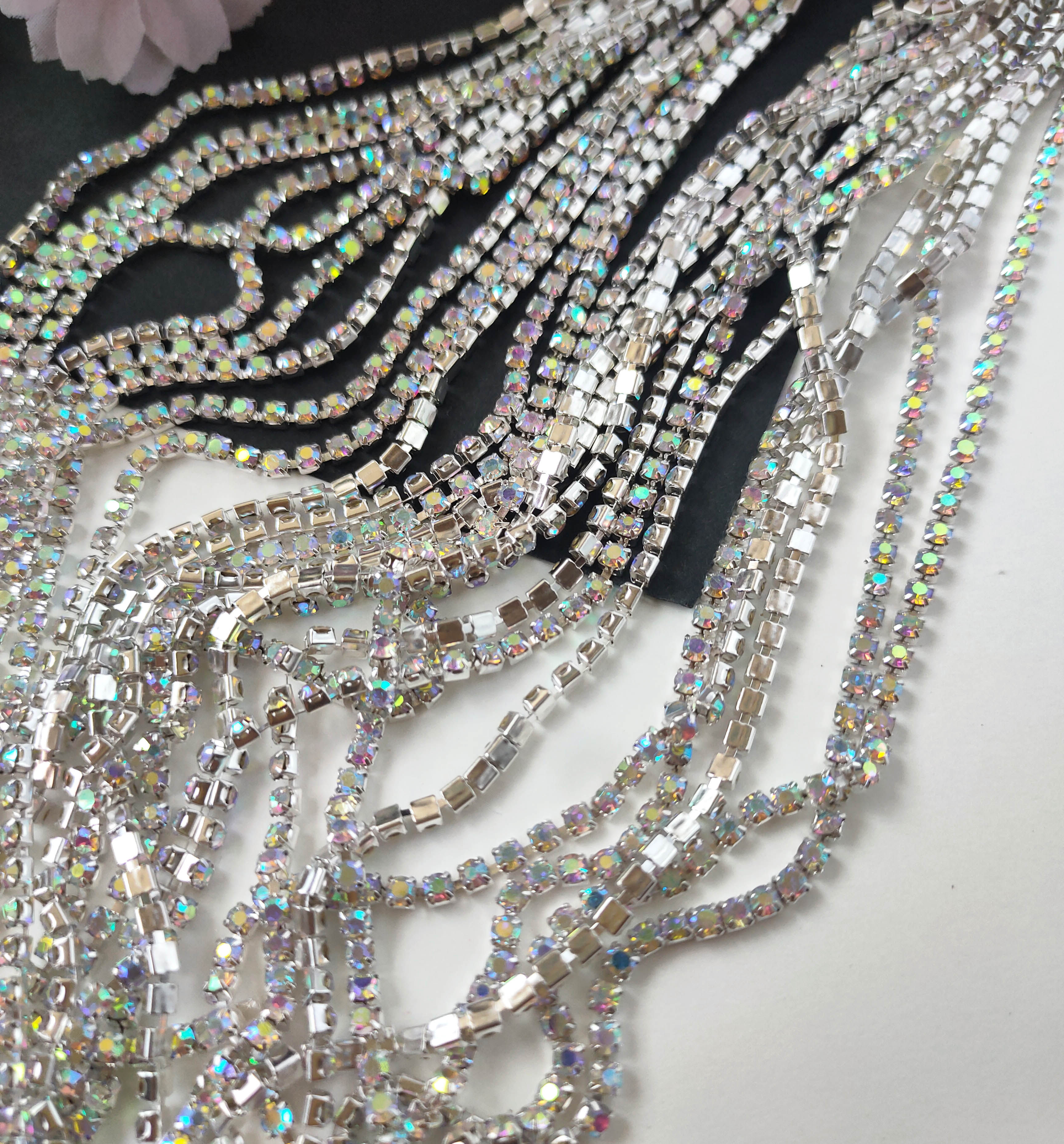 28mm彩色钻链密集型水钻链条爪链手机贴材料手工链条