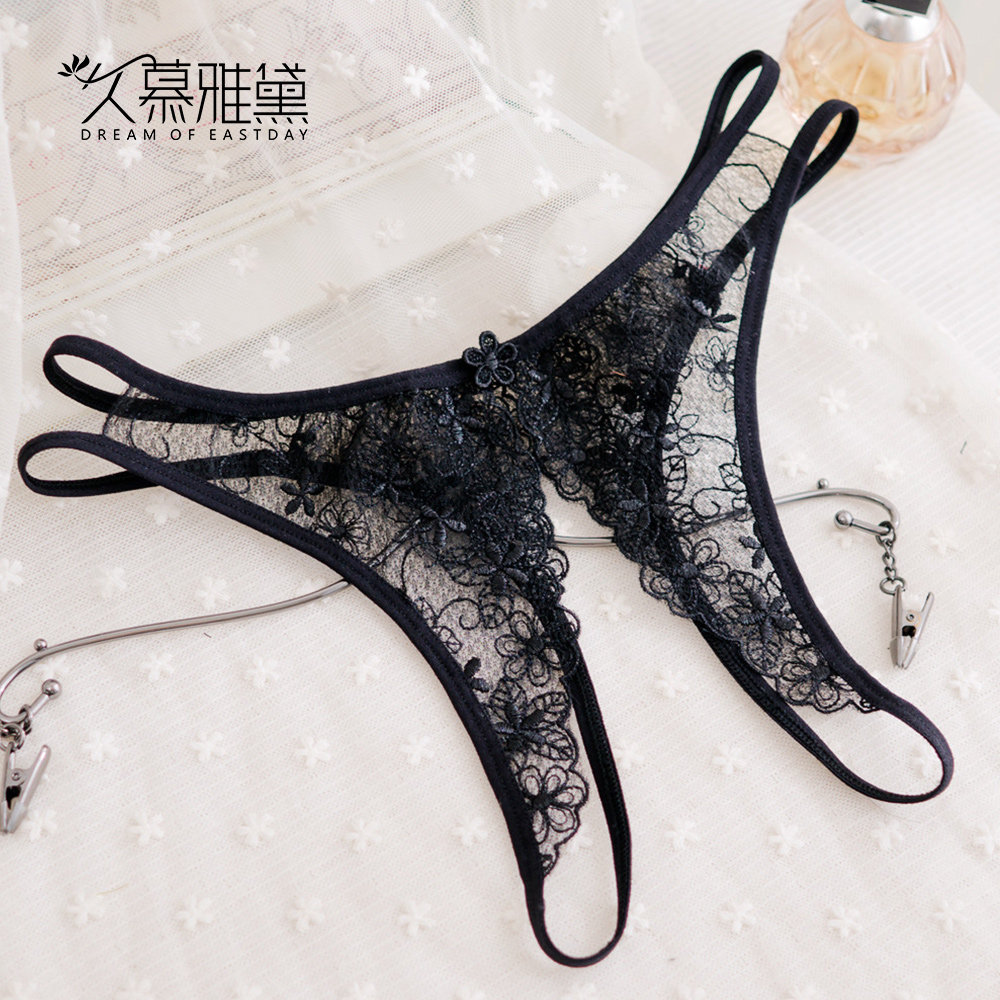 性感情趣内裤女内衣火辣骚激情透明露毛开档裤直入丁字裤可放跳蛋