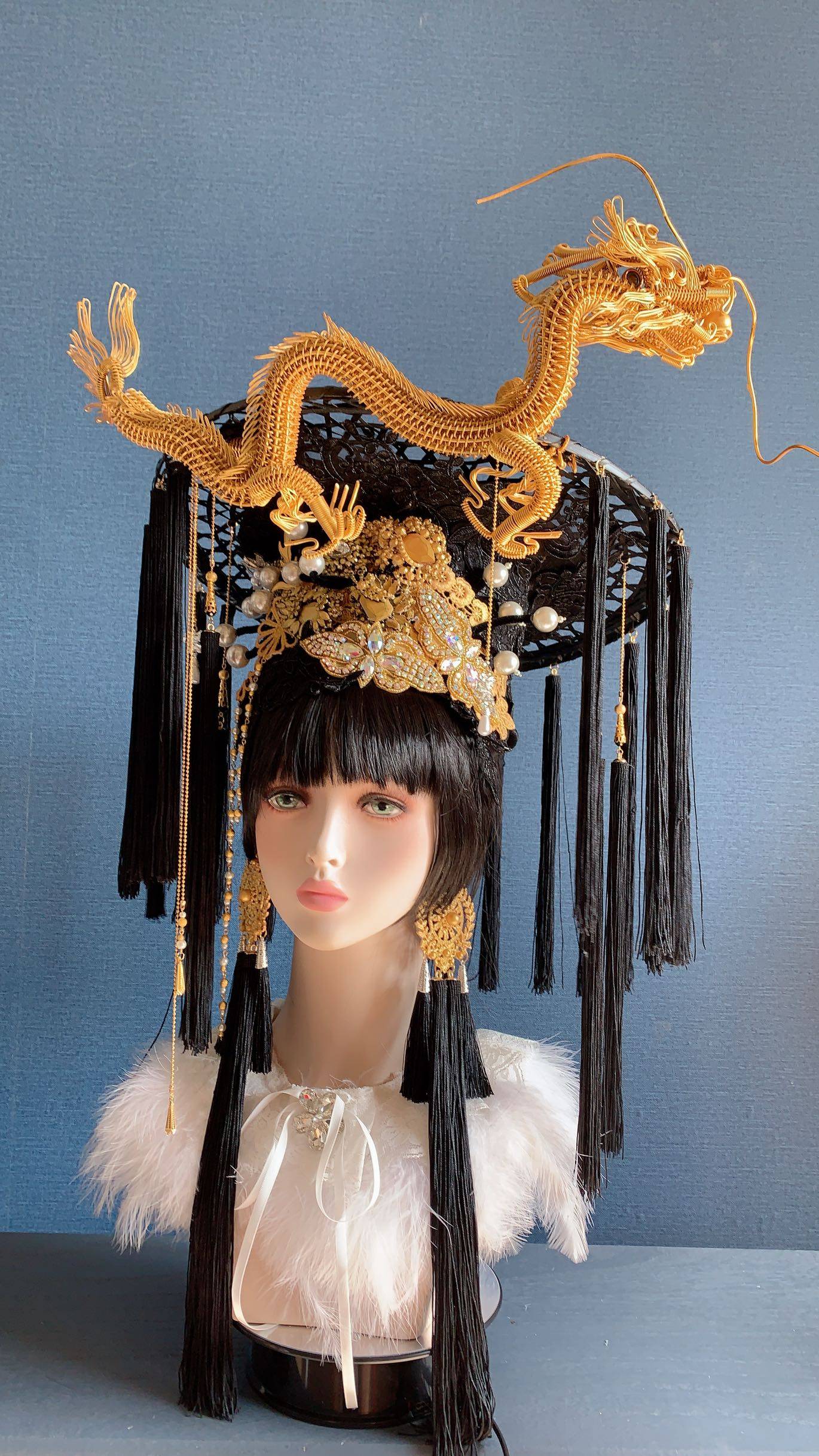 头饰影楼写真拍照夸张发饰金色龙中国风国潮发饰