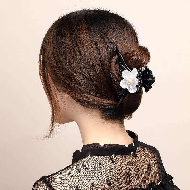 珍珠丸子头抓夹女后脑大号女士盘头发夹夹子发饰