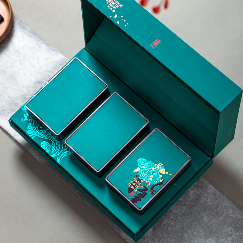 包装春节茶叶原创芳华三方礼盒空盒两半斤泡袋茶叶包装