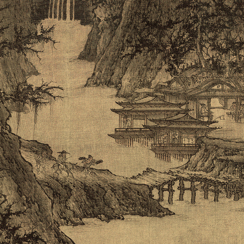 北宋李成晴峦萧寺山水国画画艺术微喷装饰画56x1114国画
