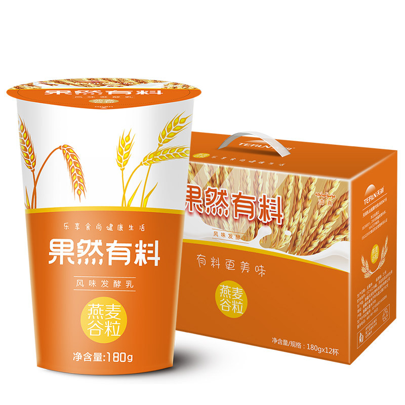 新品!新疆天润燕麦谷粒酸奶果然有料风味发酵乳180gx12杯早餐奶