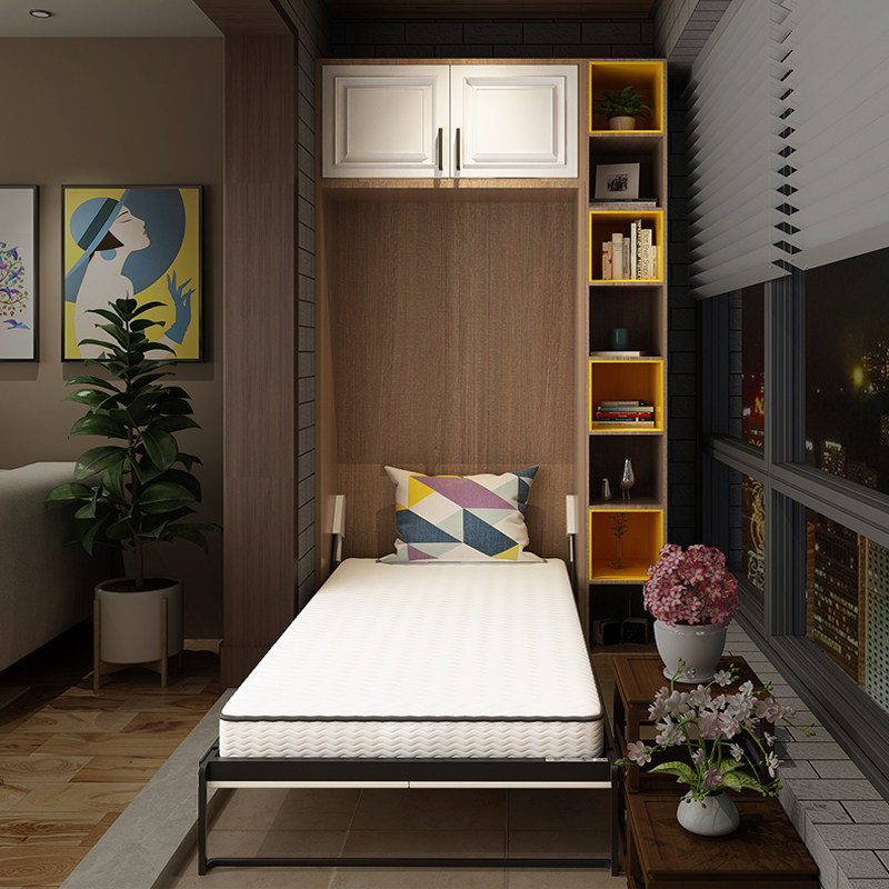 阳台多功能隐形床柜一体正翻折叠壁床省空间小户板式床