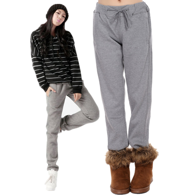 休闲裤加绒女裤卫裤罗纹小脚跑步运动低腰绒布休闲裤