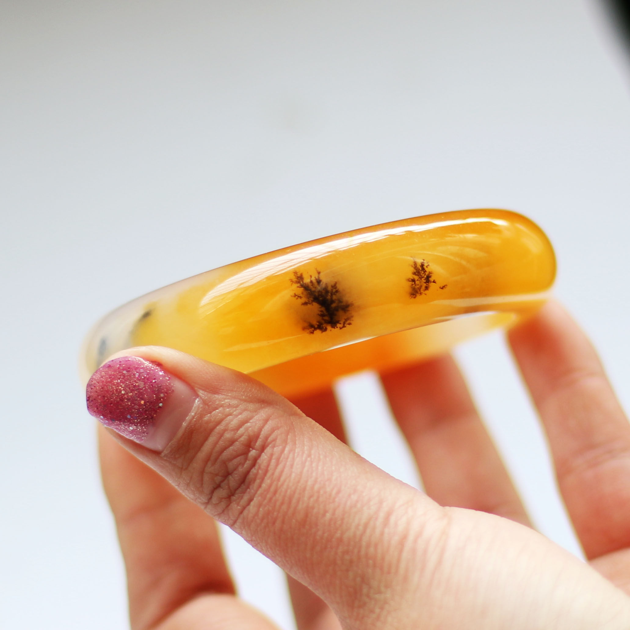 黄龙手镯玉手云南玉水水草玉鸡油黄草花女款手饰