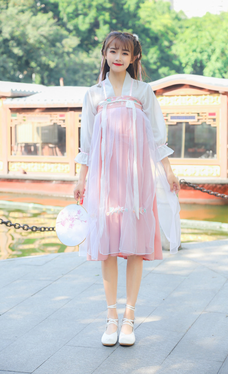 古装套装雪纺仙女文艺短裙汉服女夏短裙连衣裙国风民族服装