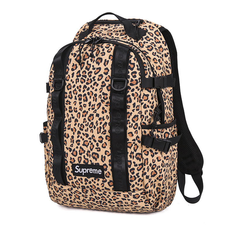 supremefwweek1backpac开学季豹纹双肩书包休闲纯色男女双肩背包