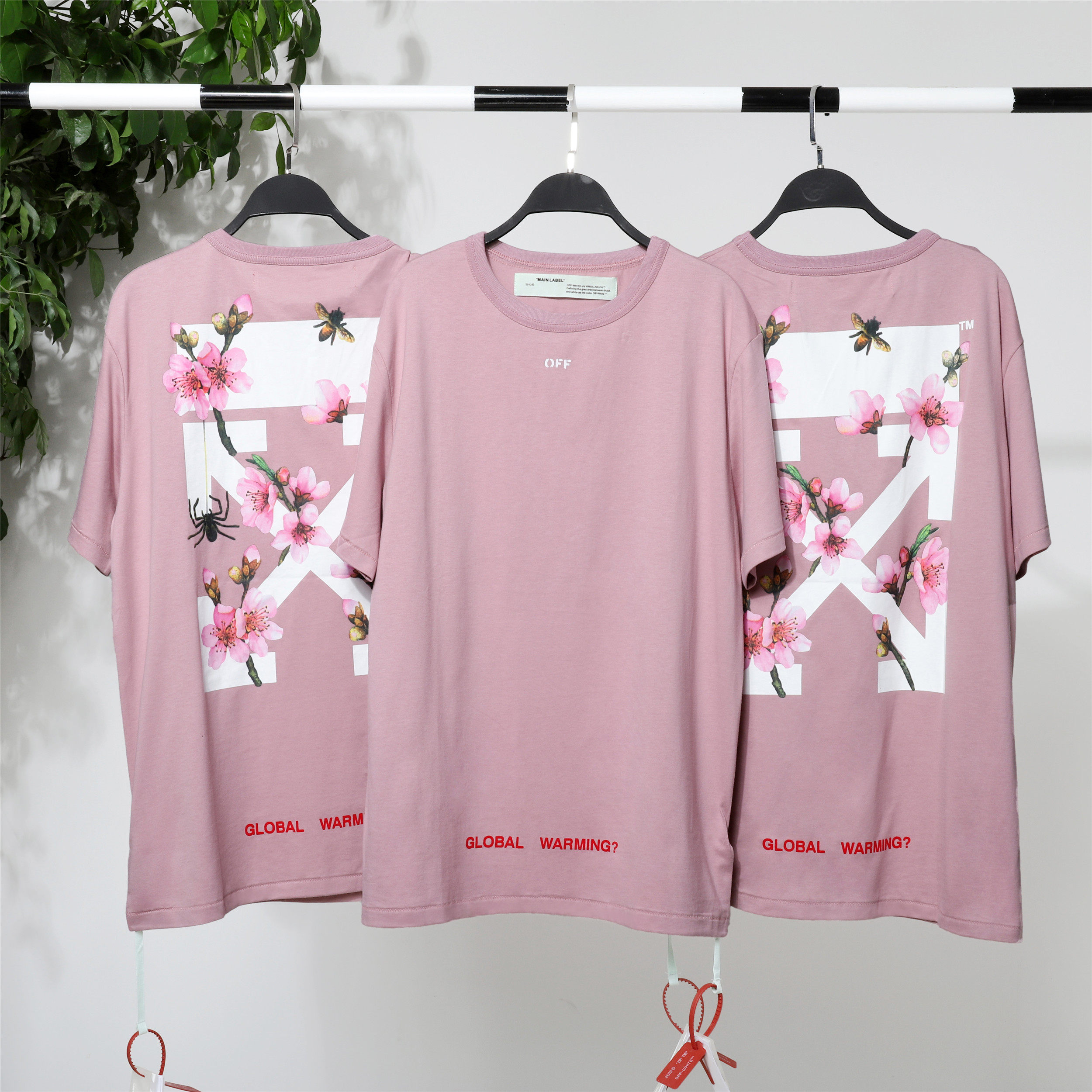 过毒验off ow white樱花限定短袖t恤经典款潮牌街头纯棉男女包邮