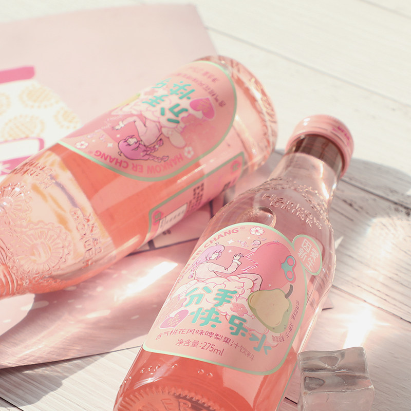 汉口二厂樱花樱花恋恋爱汽水桃花风味果汁饮料抖音碳酸饮料