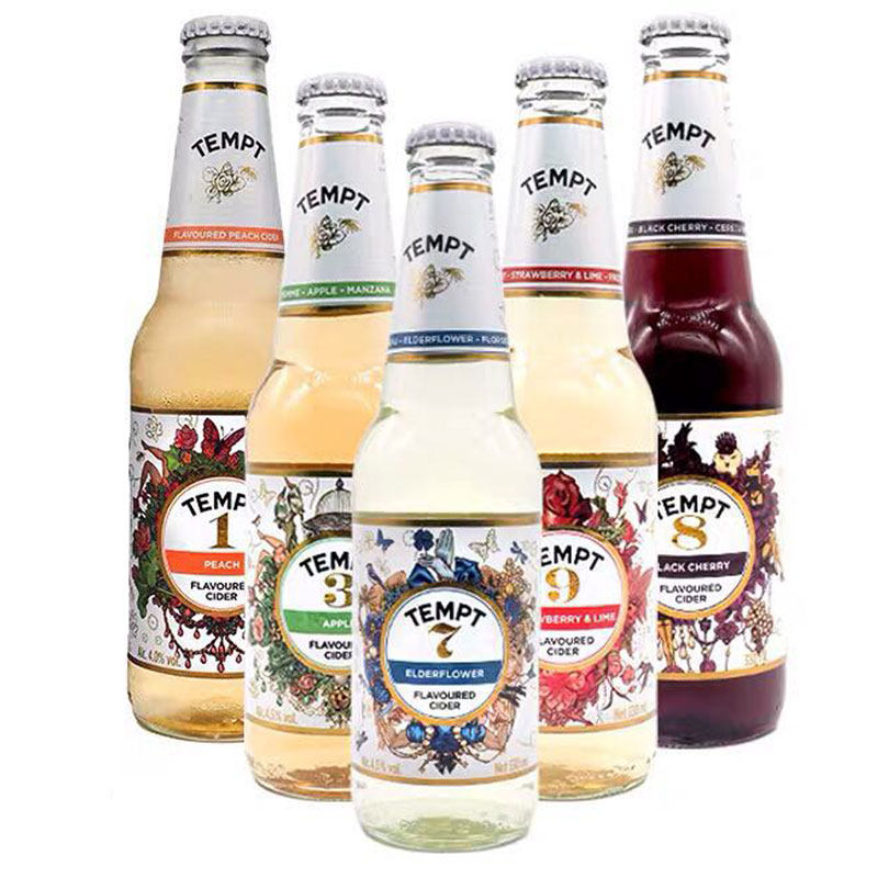 6瓶丹麦原装进口啤酒tempt诱惑13789号接骨露西打酒啤酒
