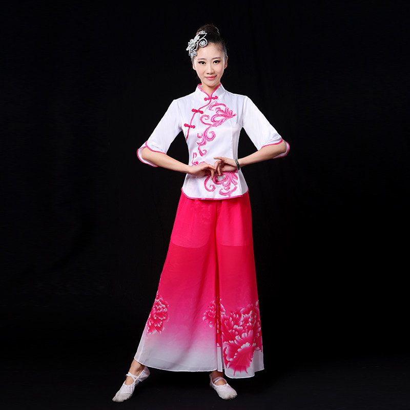 秧歌服2019新款中老年中国风广场舞套装古典舞蹈服装民族演出服女