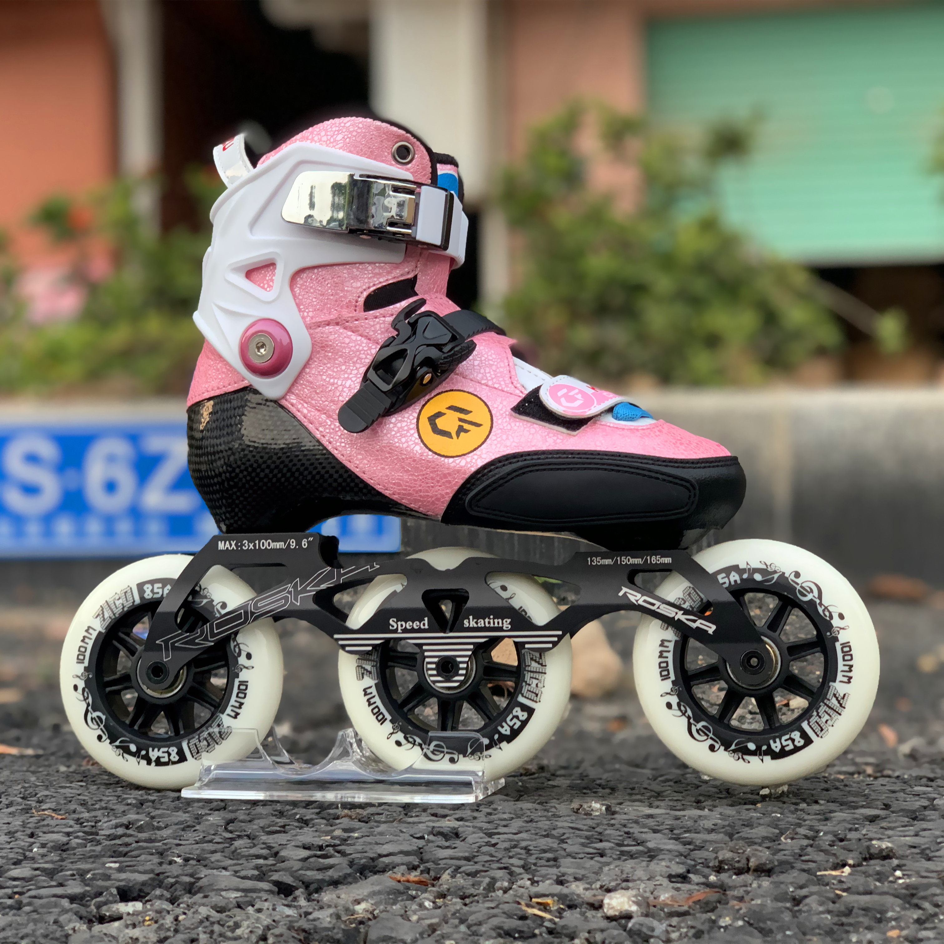 小叮当新款碳纤平花轮滑ksjj花式hv儿童刹车直排轮