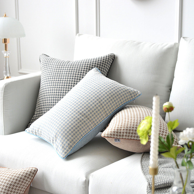 千鸟格沙发抱枕枕套45x45简约现代靠垫长方形大号靠垫