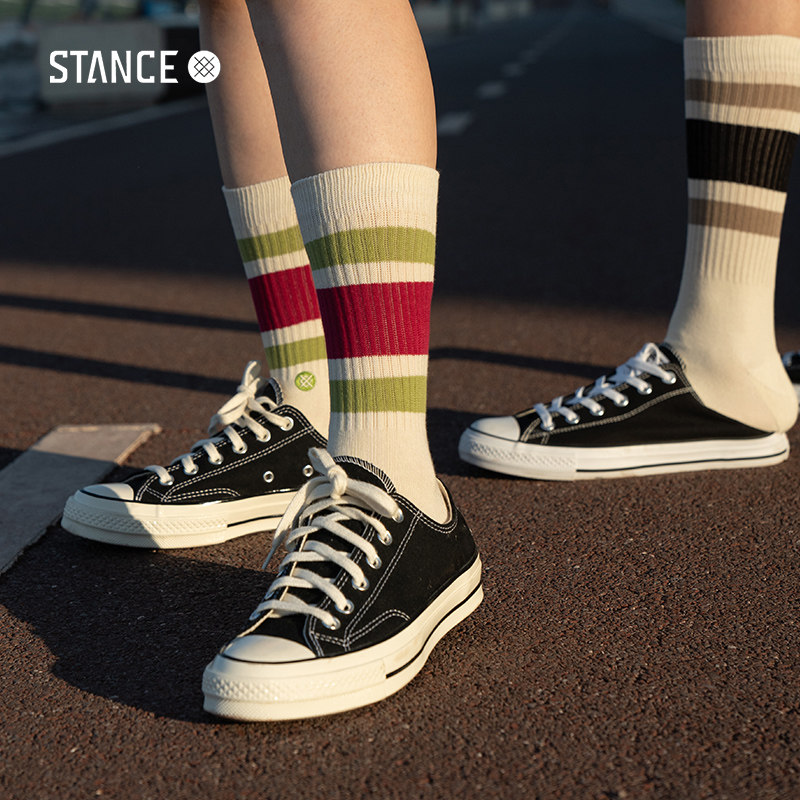 stance新款两双百搭袜子男女条纹潮袜舒适时尚休闲篮球袜