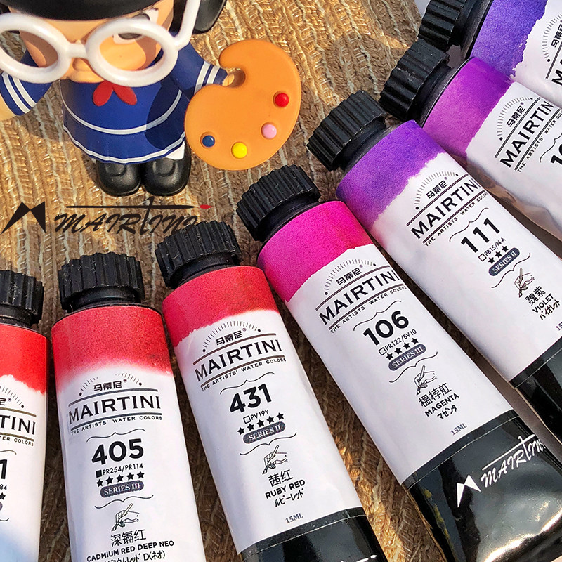 水彩马蒂尼15ml78色32色24色18色12色研磨颜料水彩颜料