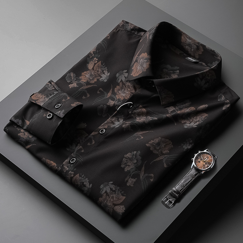 2022春秋男士轻奢个性衬衫长袖休闲修身抗皱寸衫大码衬衣时尚有型