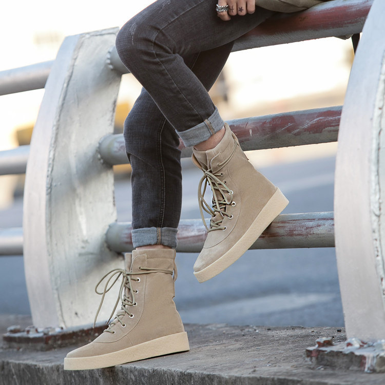 侃爷靴子season2真皮百搭加绒情侣中筒沙漠雪地靴椰子靴男女冬季