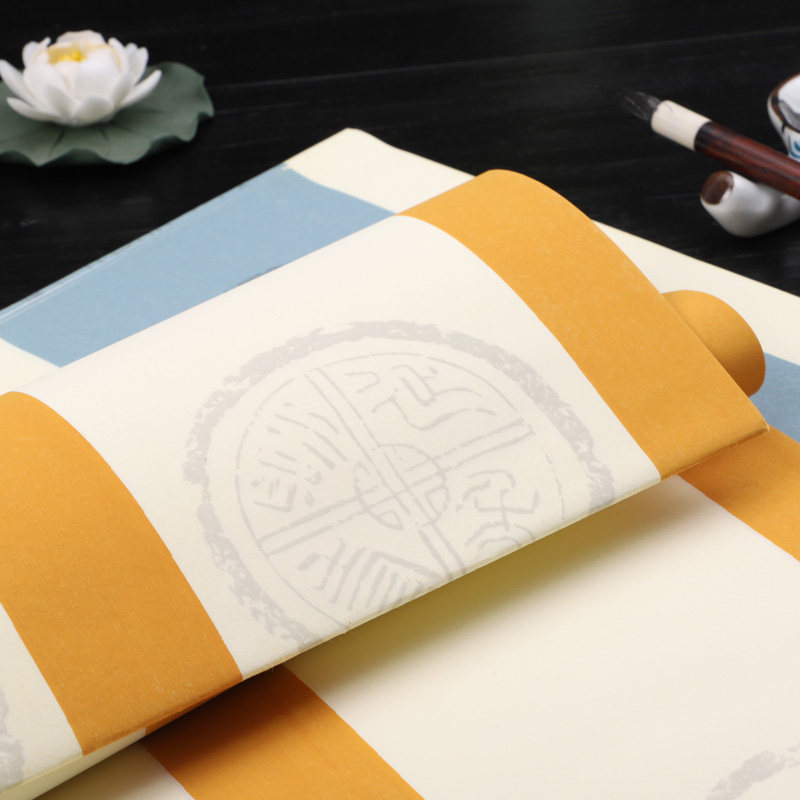 宣纸创作书法毛笔字半生蜡染复古对联14格瓦当宣纸