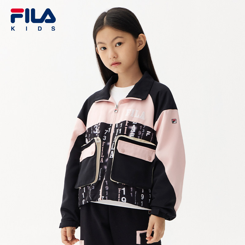 fila斐乐儿童套装2022春季新款女童休闲梭织套装
