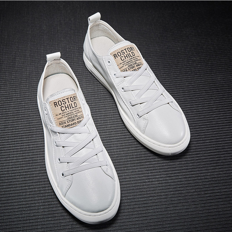 touchmiss新款小白鞋休闲男鞋真皮百搭潮流透气单鞋