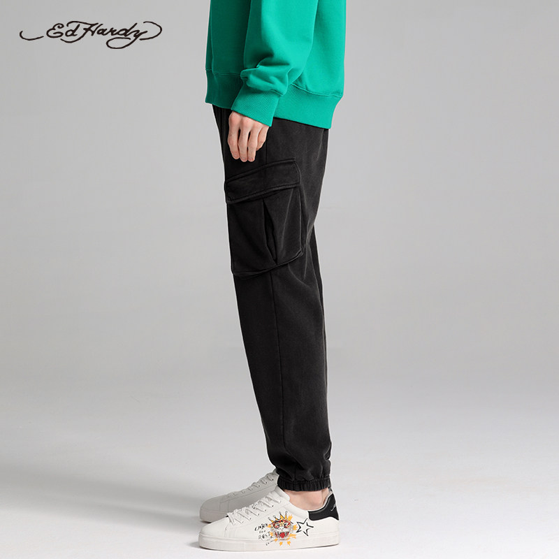 edhardy2021春季新品男士潮流时尚宽松休闲长裤休闲裤
