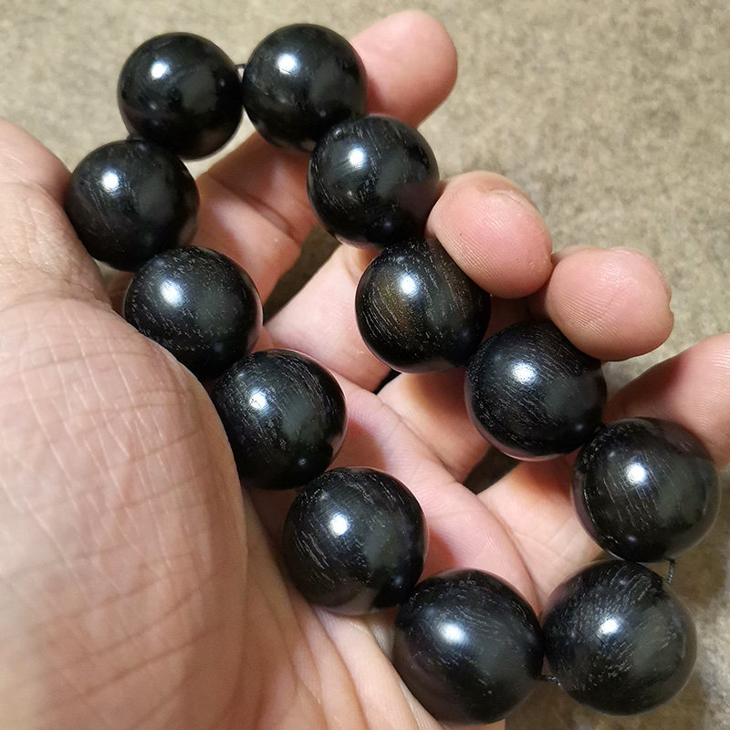 青陌阴沉青冈佛珠手串老料男女文玩手链高密佛珠