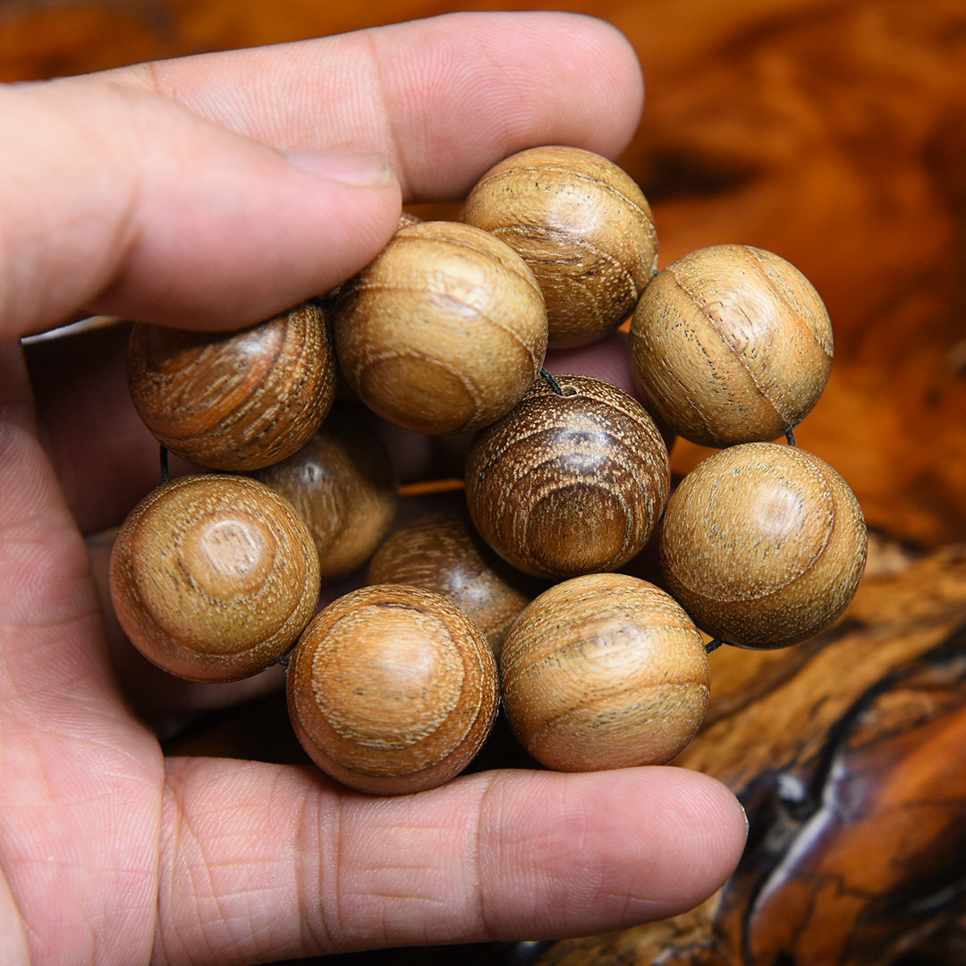 青陌缅甸柚木胭脂佛珠手串老料男女文玩手链佛珠